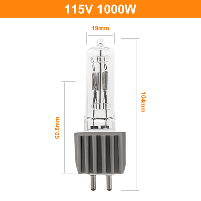 115V 1000W ควอตซ์ทังสเตนฮาโลเจนโคมไฟเวทีแสงเปลี่ยน Bulbs