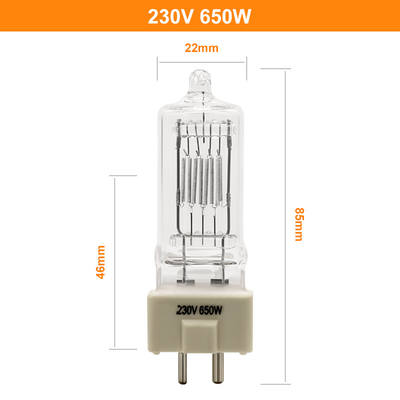 GY9.5 230V 650W หลอดฮาโลเจน Searchlight โคมไฟ AC Reflector โรงละคร เครื่องฉาย Bulb