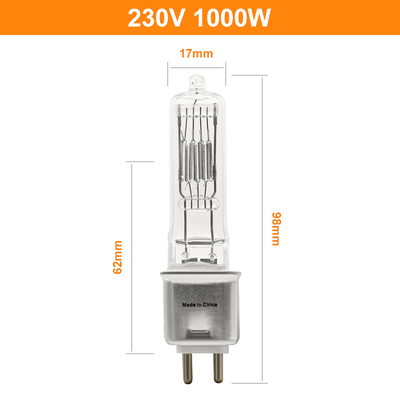 230V 1000 วัตต์หลอดควอตซ์เดี่ยวสิ้นสุด 3200k GX 9.5 Pin Cap สำหรับโคมไฟเพดาน