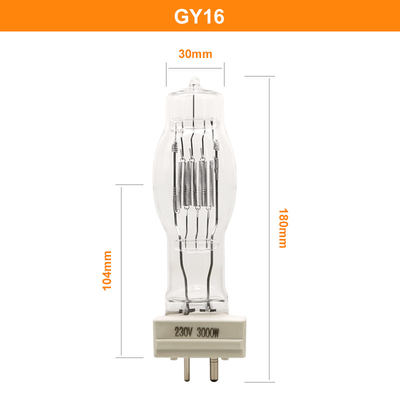 GY16 3000W ควอตซ์หลอดฮาโลเจน 3200k Marine Searchlight Bulbs พร้อมหม้อน้ำ