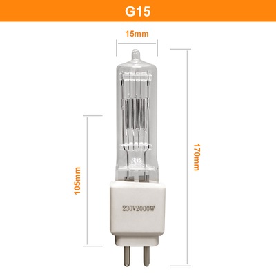 110V 230v 2000w หลอดฮาโลเจนหลอดควอตซ์ G15 3200K สำหรับ Film Studio Theatre