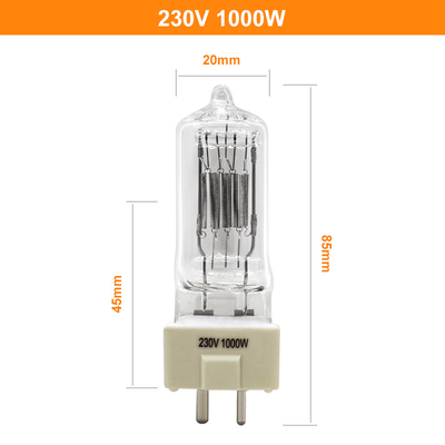 230V Gy9.5 ฐานหลอดฮาโลเจนควอตซ์ 1000w Single Ended Stage Studio Lamp 3200K