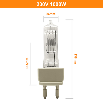 หลอดฮาโลเจนทังสเตน 230V 1000W สำหรับเครื่องวัดสเปกโตรโฟโตมิเตอร์ G22