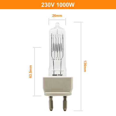 230v 1000w Single Ended Halogen Light Bulb Film ไฟสตูดิโอ ไฟฉายภาพยนตร์ โคมไฟโปรเจคเตอร์ 300h