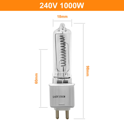 240V 1000W G9.5 หลอดฮาโลเจน Bipin หลอดไฟความร้อนอินฟราเรดภาพยนตร์หลอดไฟ 98mm