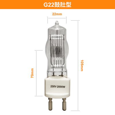 230v 2000w G22 2 พินฮาโลเจนสปอตไลท์หลอดไฟ Broadway Halogenlamp