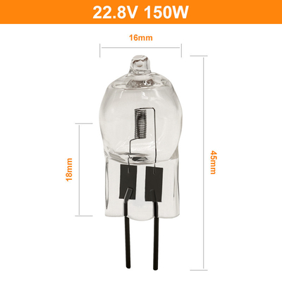 G6.35 Bi-Pin ควอตซ์ทังสเตนหลอดฮาโลเจน 150w 22.8V ห้องปฏิบัติการแสงสว่าง Bulb