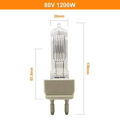 80V 1200W หลอดฮาโลเจนโรงละครทีวี AC Reflector การเปลี่ยนหลอดไฟควอตซ์