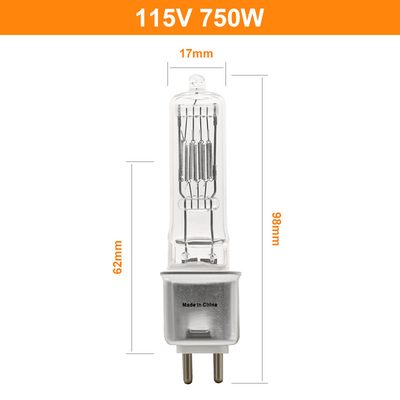 G9.5 Base Bi Pin หลอดฮาโลเจน 3200k 750 วัตต์ 115v สปอตไลท์สปอตไลท์ทังสเตนสเตจ