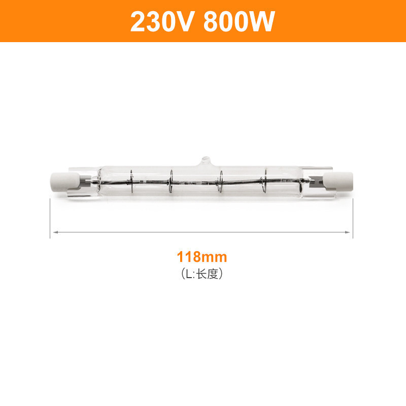 Ir Quartz หลอดฮาโลเจนปลายคู่ 118mm 230V 800W
