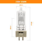 230V 650W ไฟถ่ายภาพวิดีโอฟิล์มและไฟเวทีโทรทัศน์ทังสเตนฮาโลเจนแสงอุ่น
